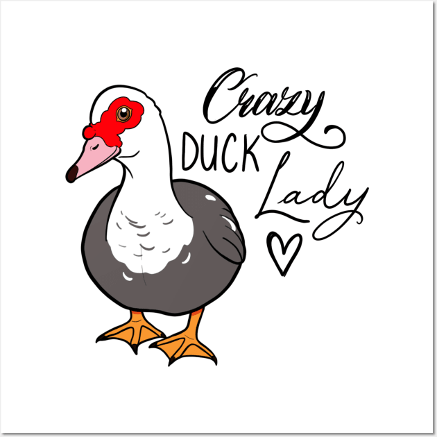 Crazy duck lady female Muscovy grey Wall Art by Jurassic Ink